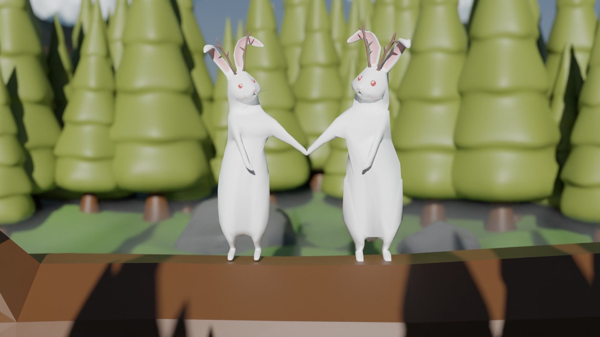 Mythical Rabbit Jackalope Low-poly 3D model_4