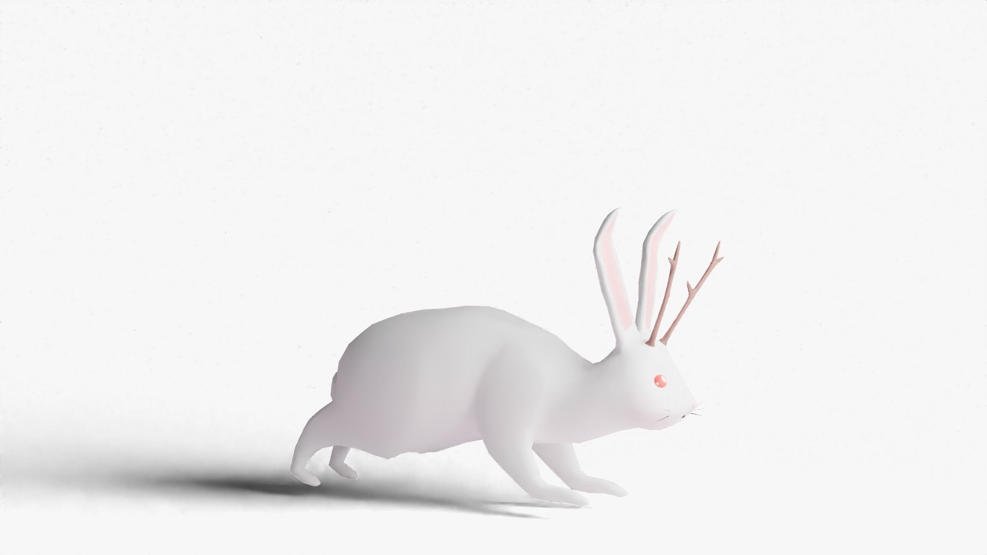 Mythical Rabbit Jackalope Low-poly 3D model_21