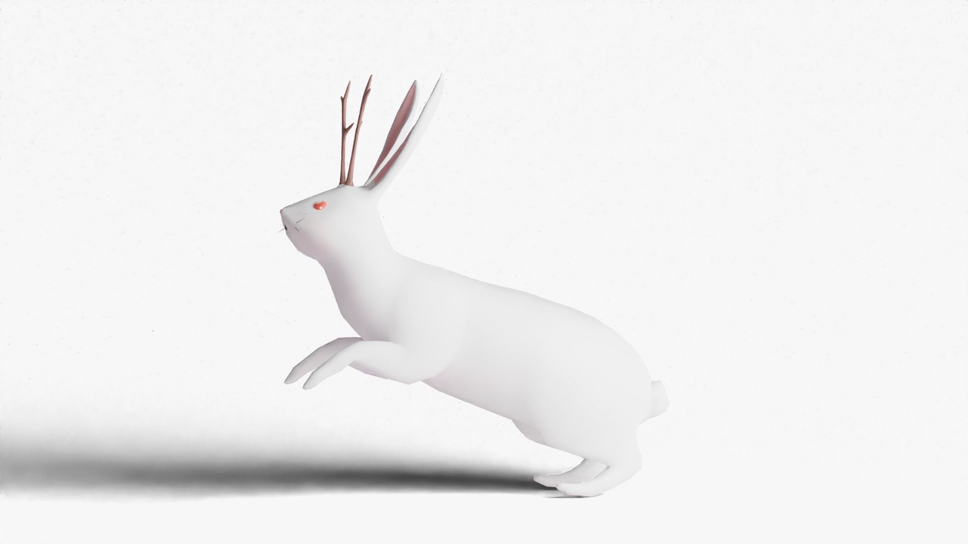 Mythical Rabbit Jackalope Low-poly 3D model_13