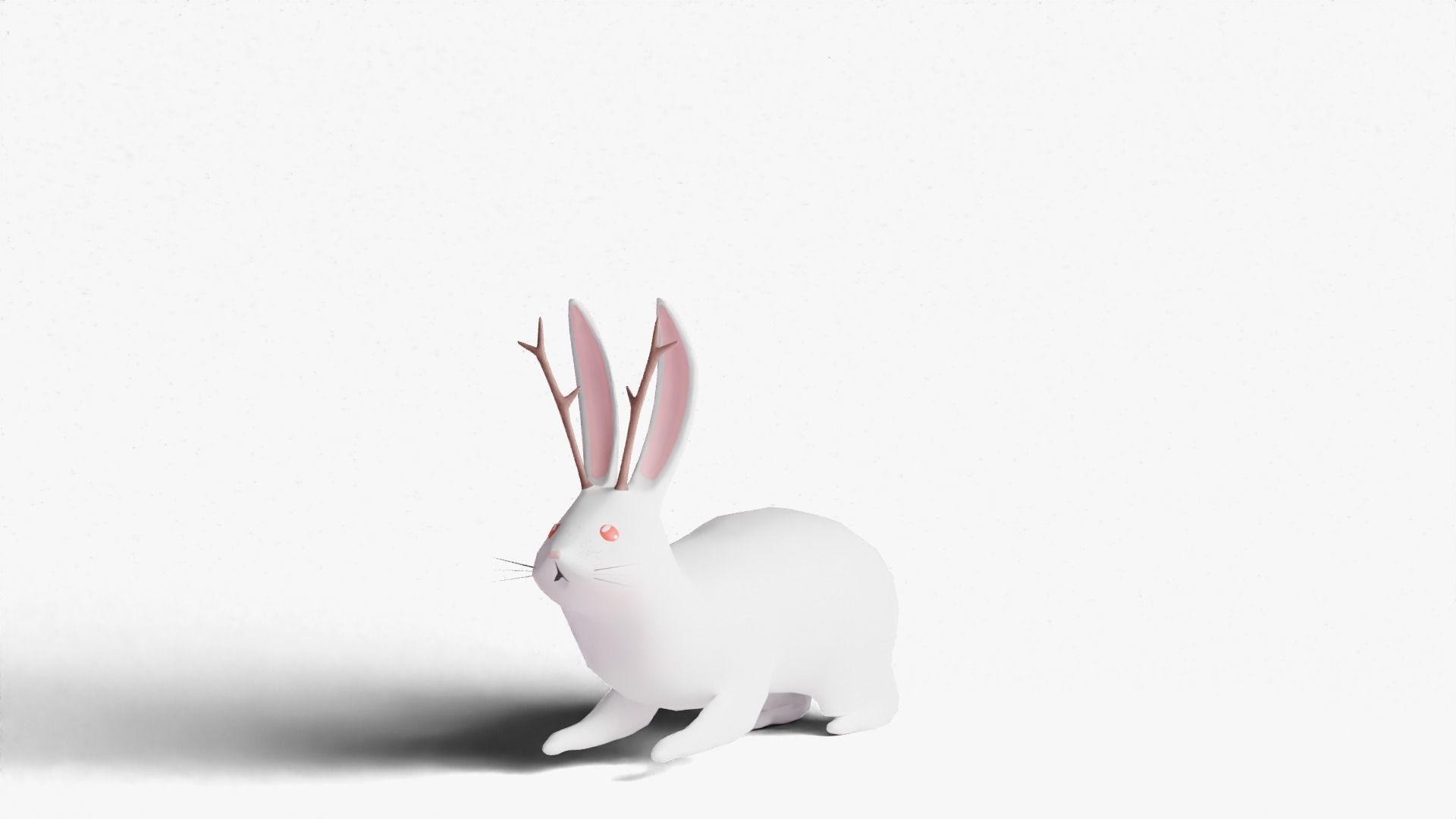 Mythical Rabbit Jackalope Low-poly 3D model_12