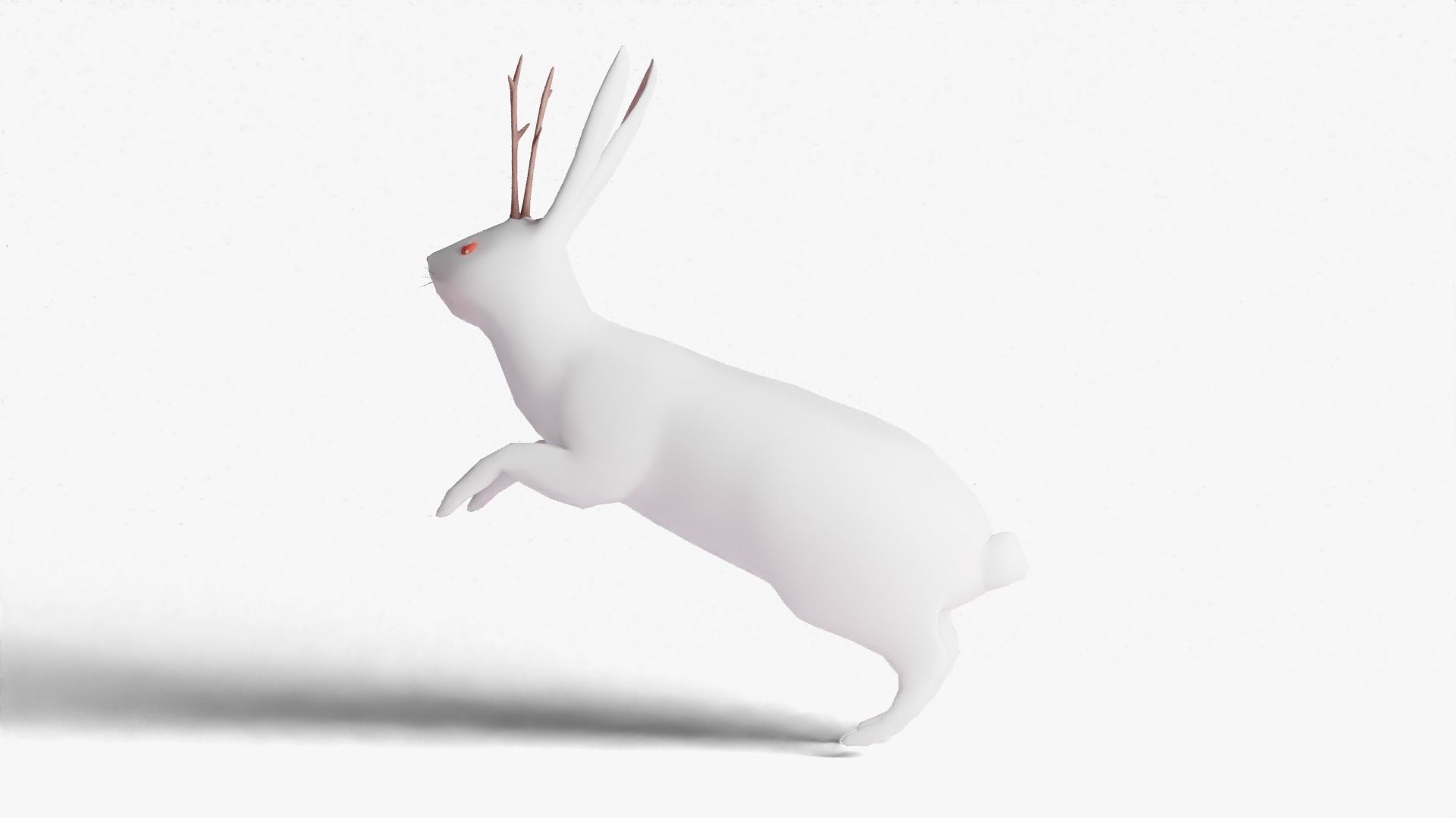 Mythical Rabbit Jackalope Low-poly 3D model_14