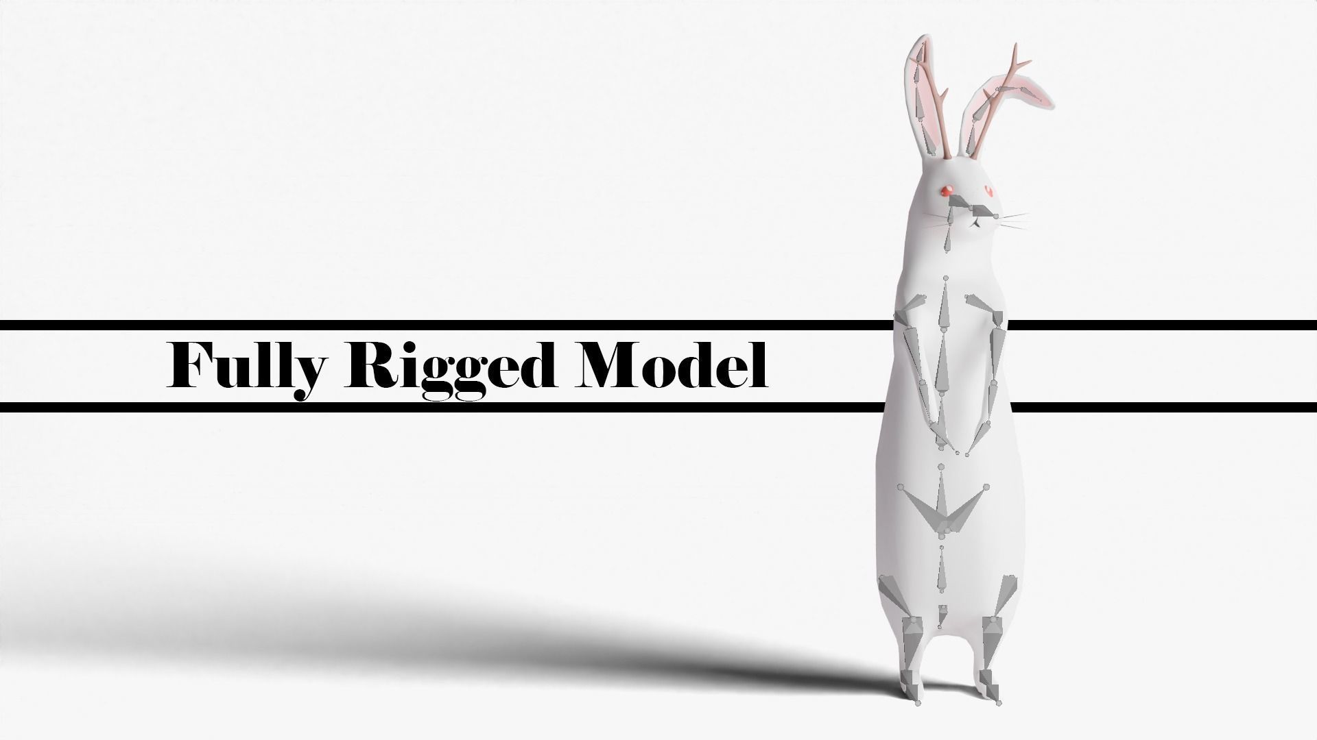 Mythical Rabbit Jackalope Low-poly 3D model_2