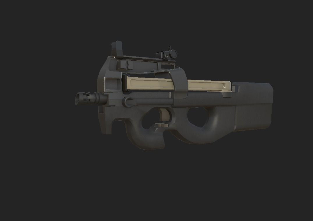Modern Submachine Gun 1 Low-poly 3D model_6