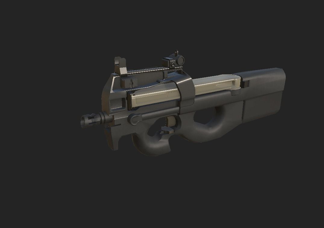 Modern Submachine Gun 1 Low-poly 3D model_7
