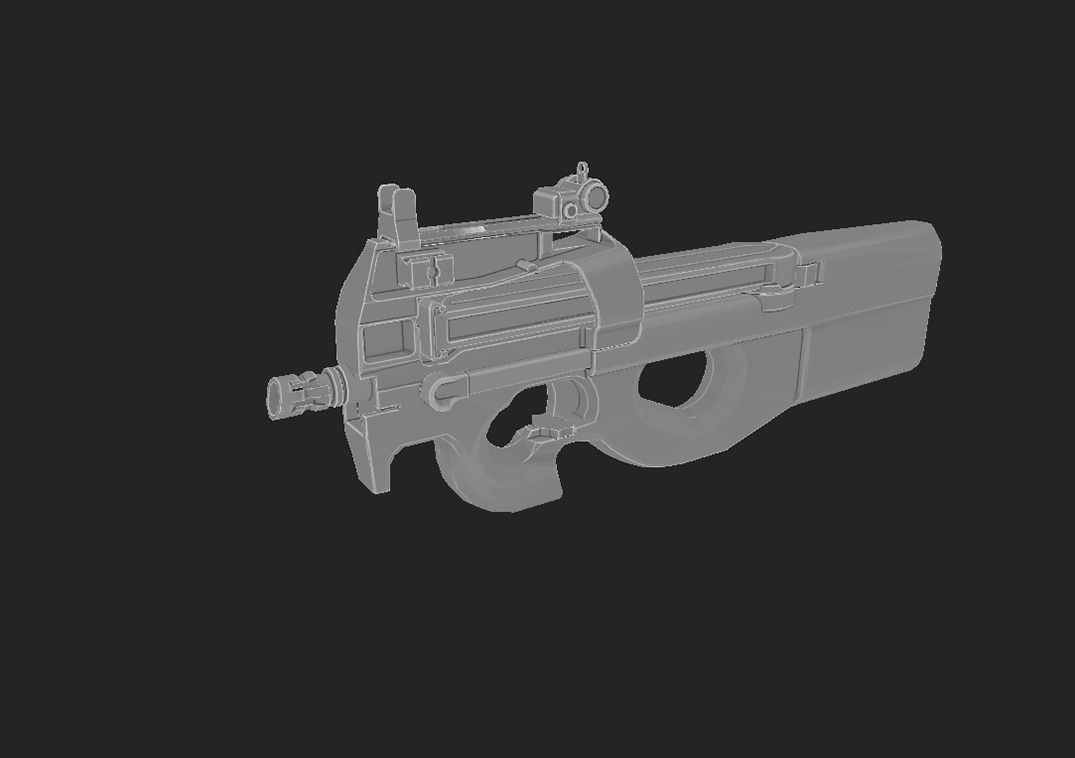 Modern Submachine Gun 1 Low-poly 3D model_3