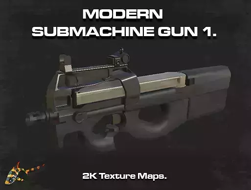 Modern Submachine Gun 1 Low-poly 3D model