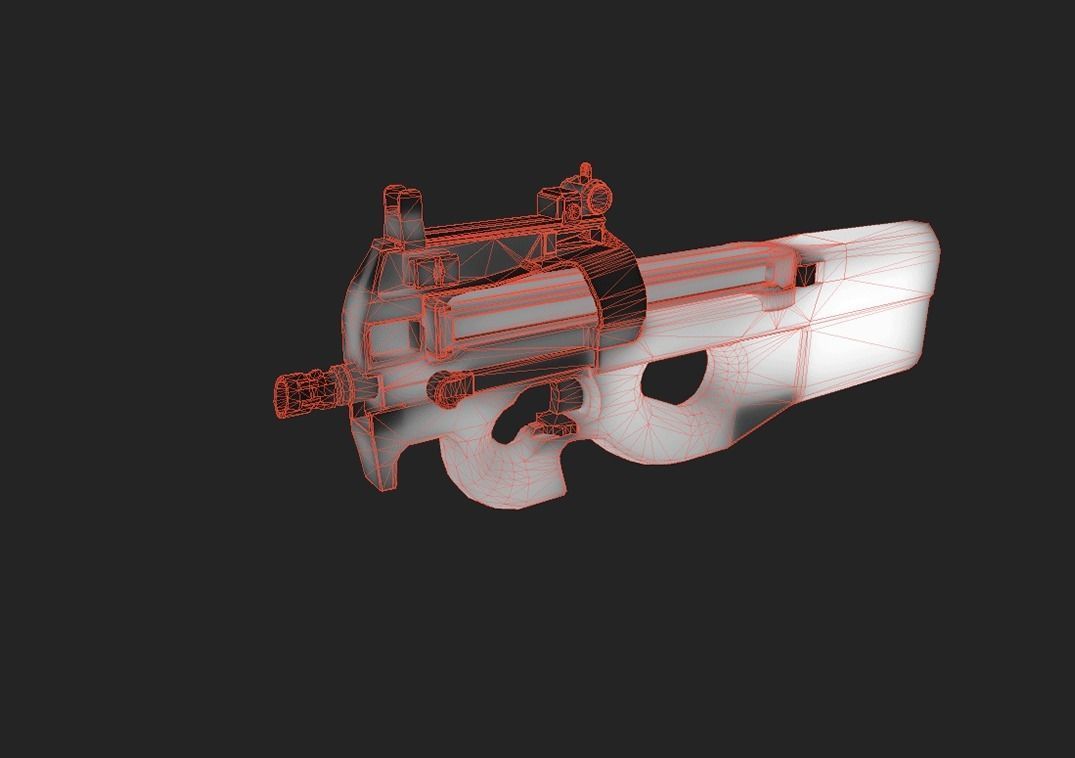 Modern Submachine Gun 1 Low-poly 3D model_2