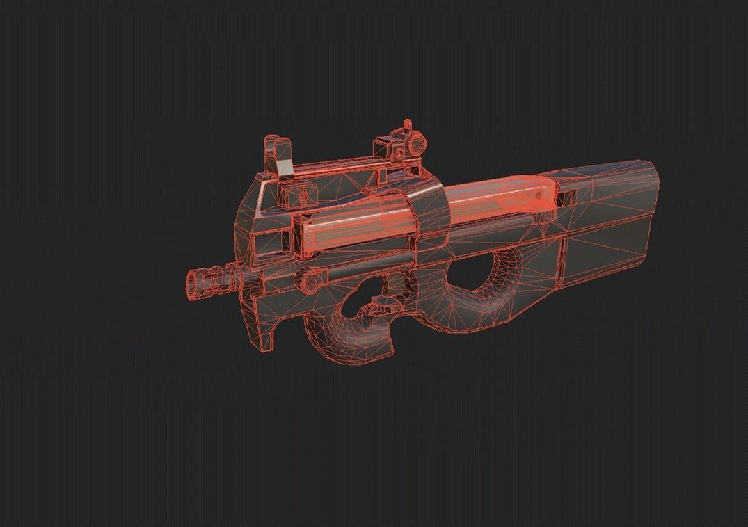 Modern Submachine Gun 1 Low-poly 3D model_1