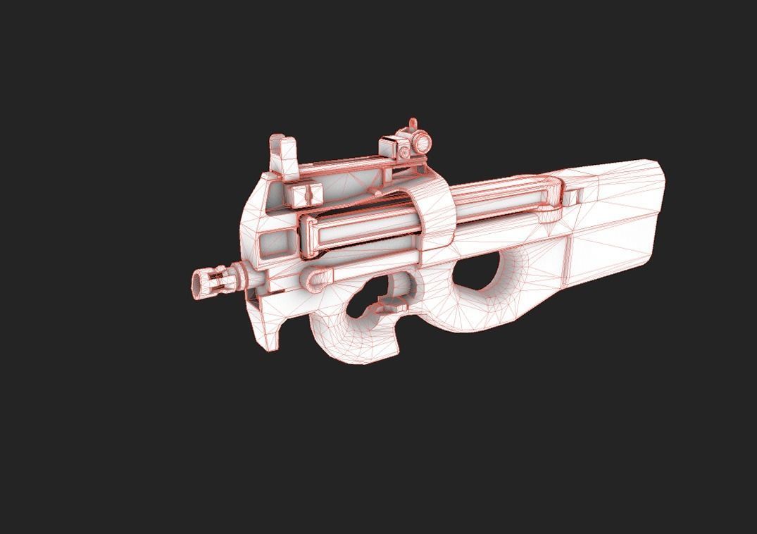 Modern Submachine Gun 1 Low-poly 3D model_4