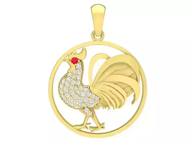zodiac diamond rooster pendant 3918
