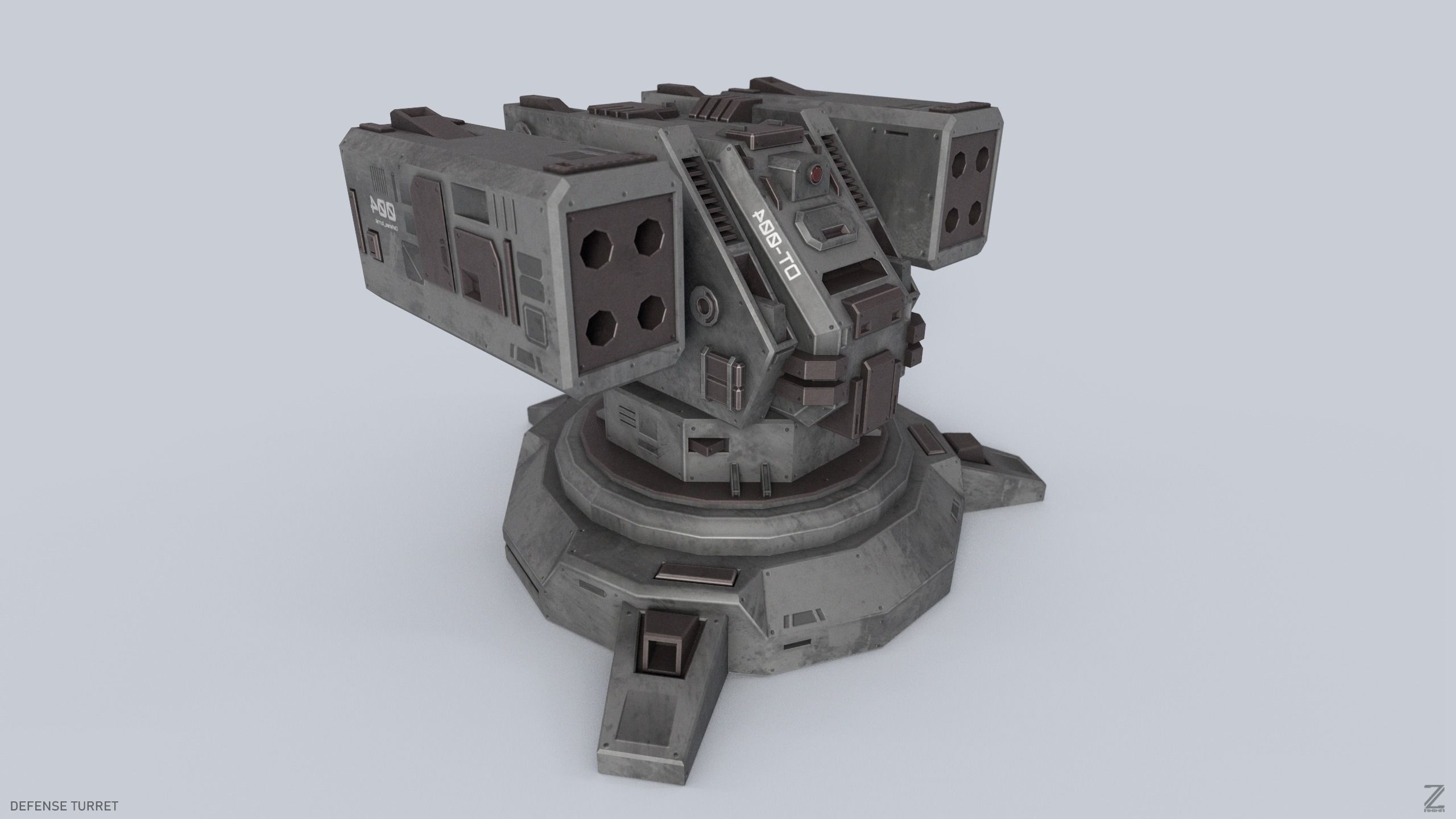 Defense turret Low-poly 3D model_5