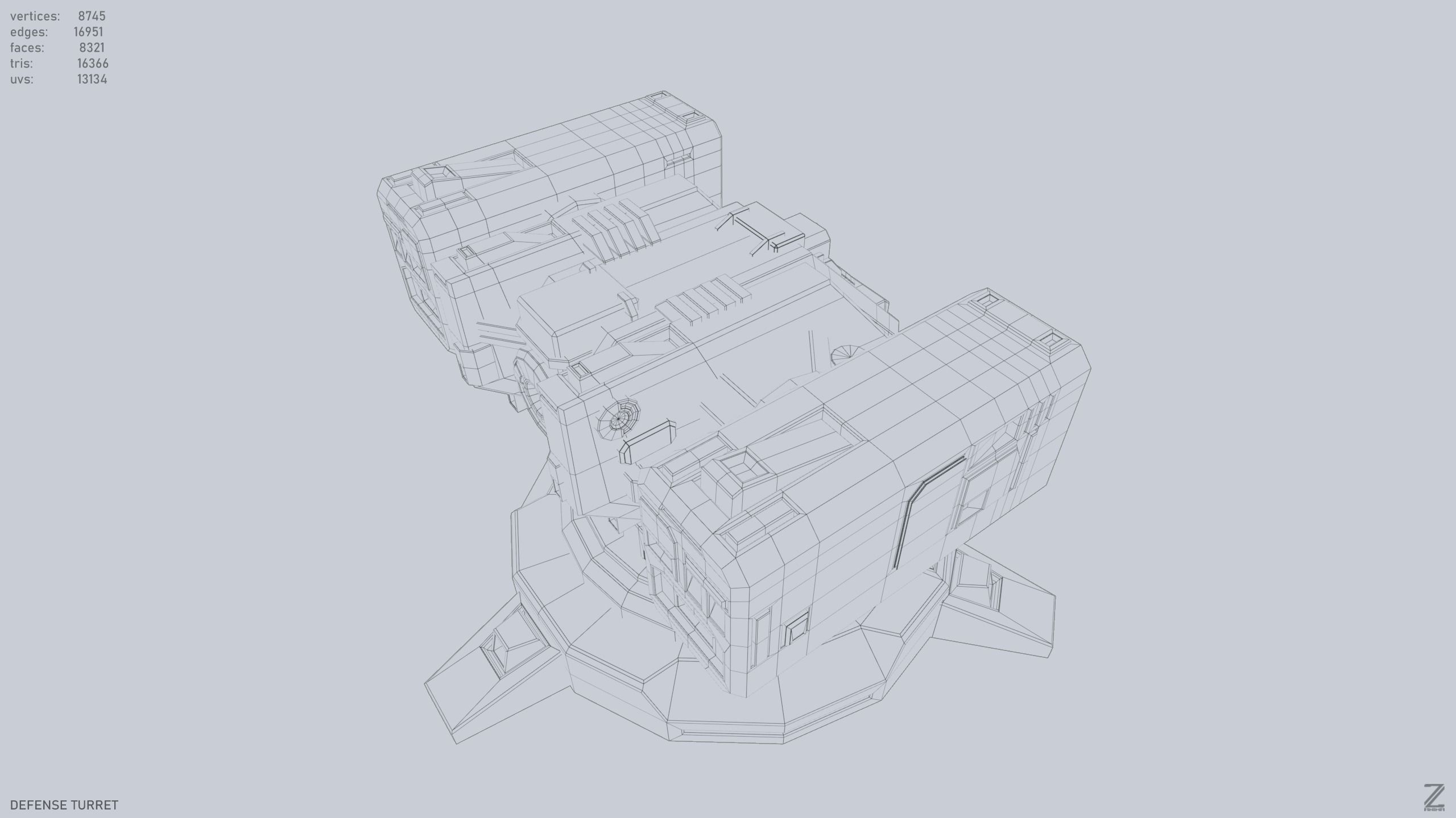 Defense turret Low-poly 3D model_12