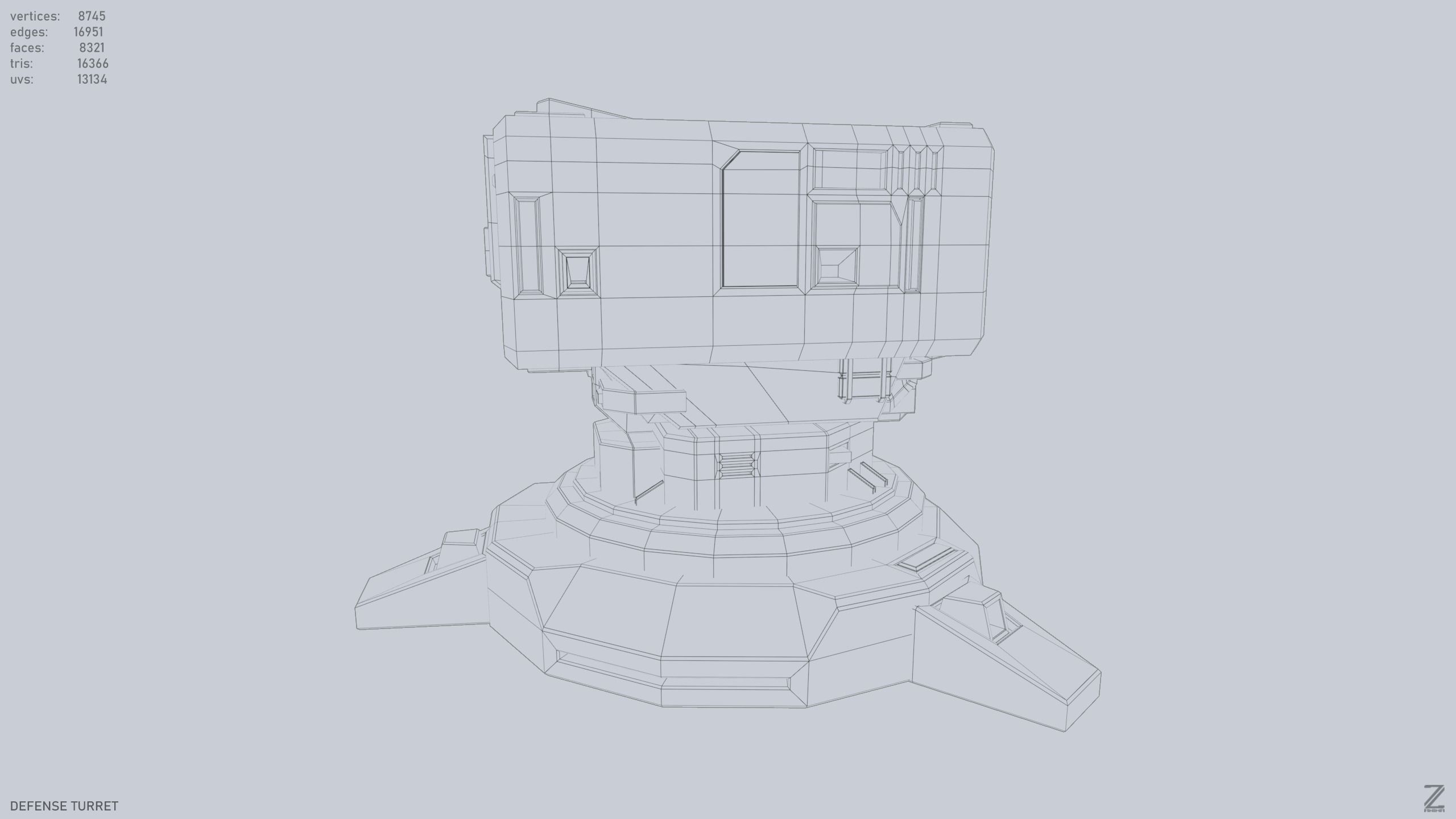 Defense turret Low-poly 3D model_13