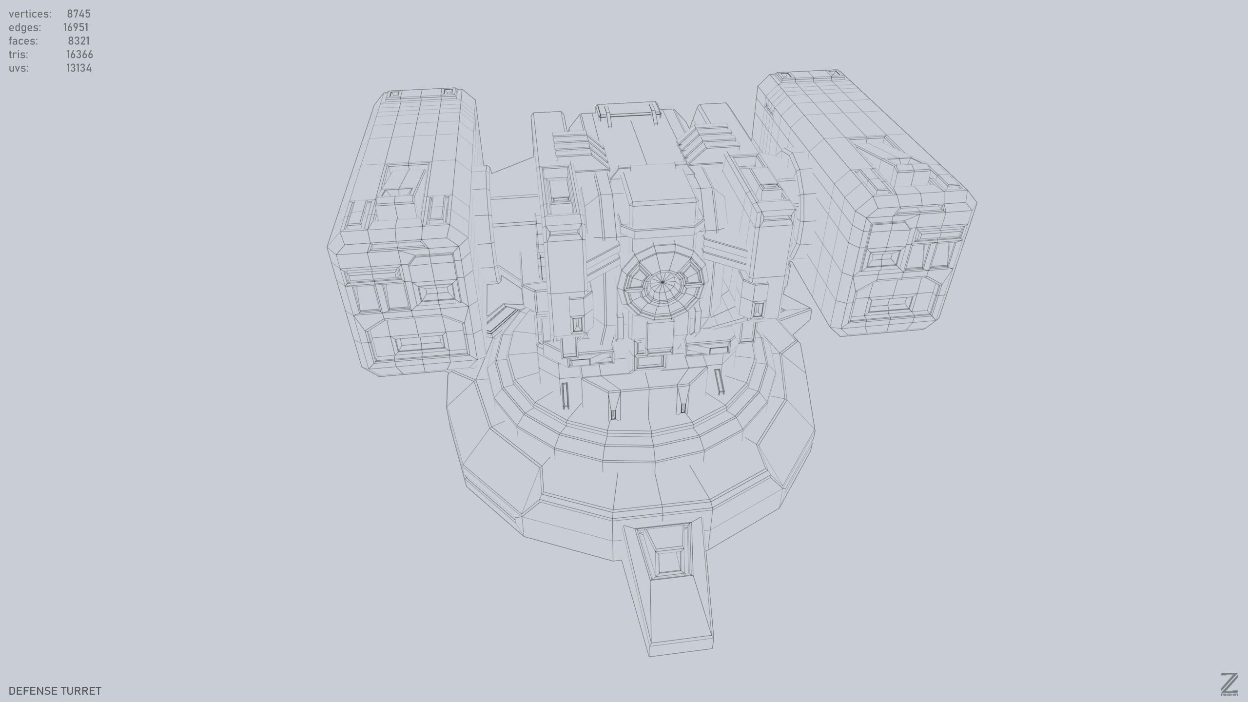 Defense turret Low-poly 3D model_11