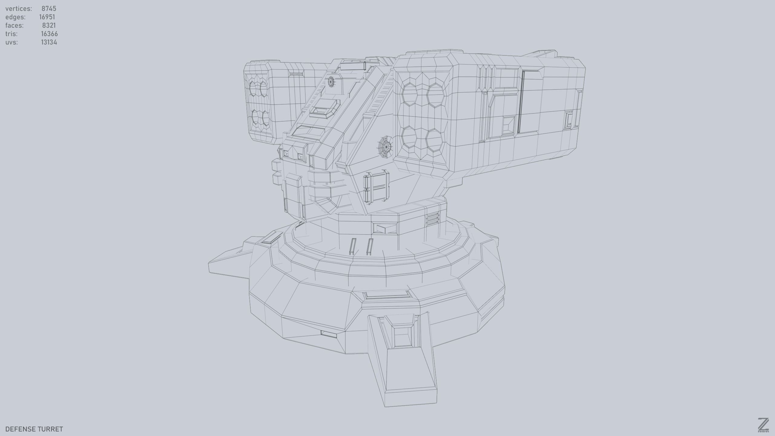 Defense turret Low-poly 3D model_8