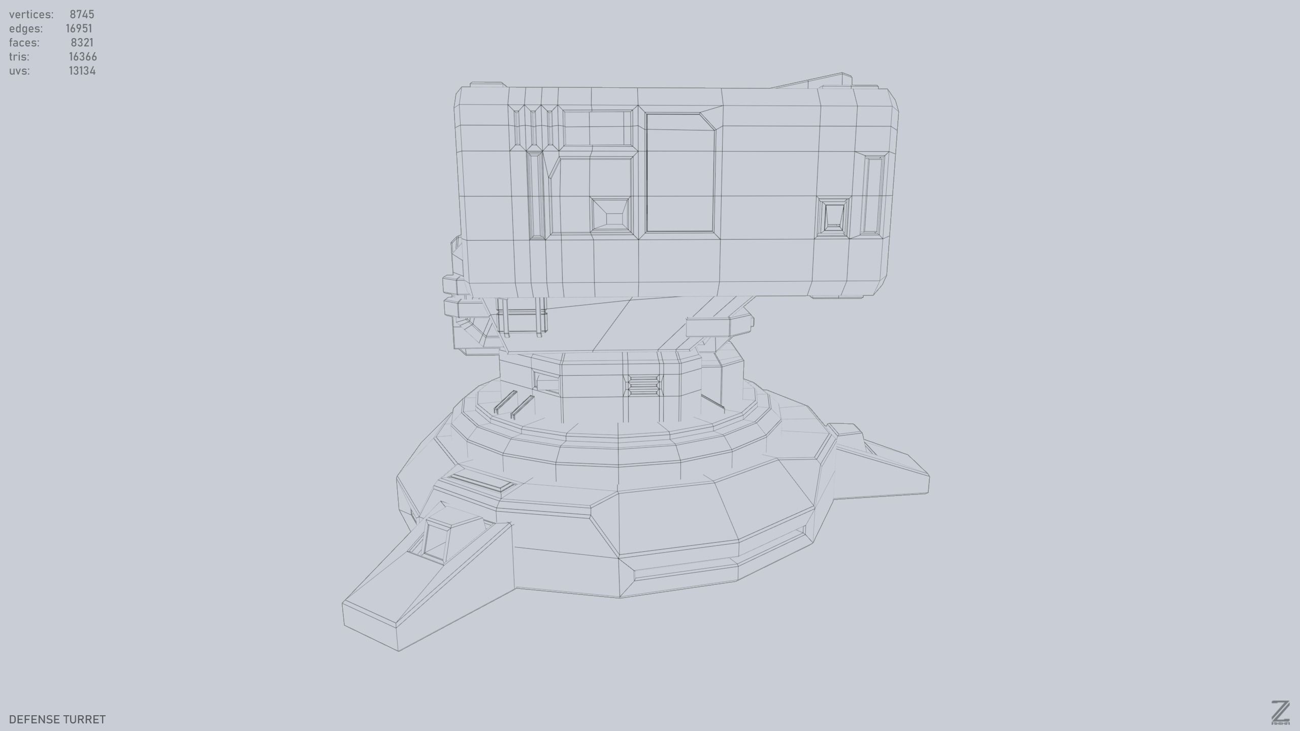 Defense turret Low-poly 3D model_9