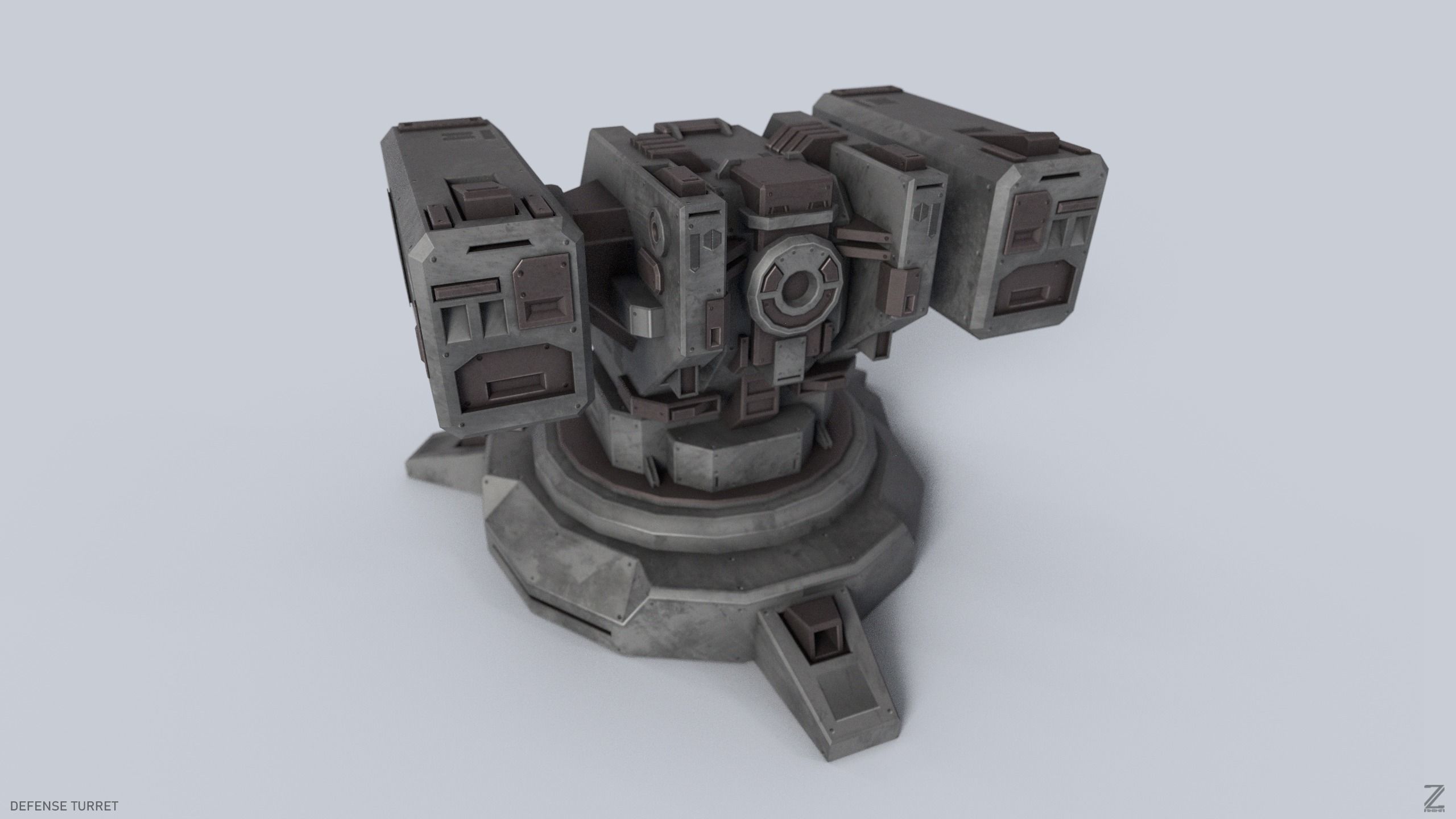 Defense turret Low-poly 3D model_3
