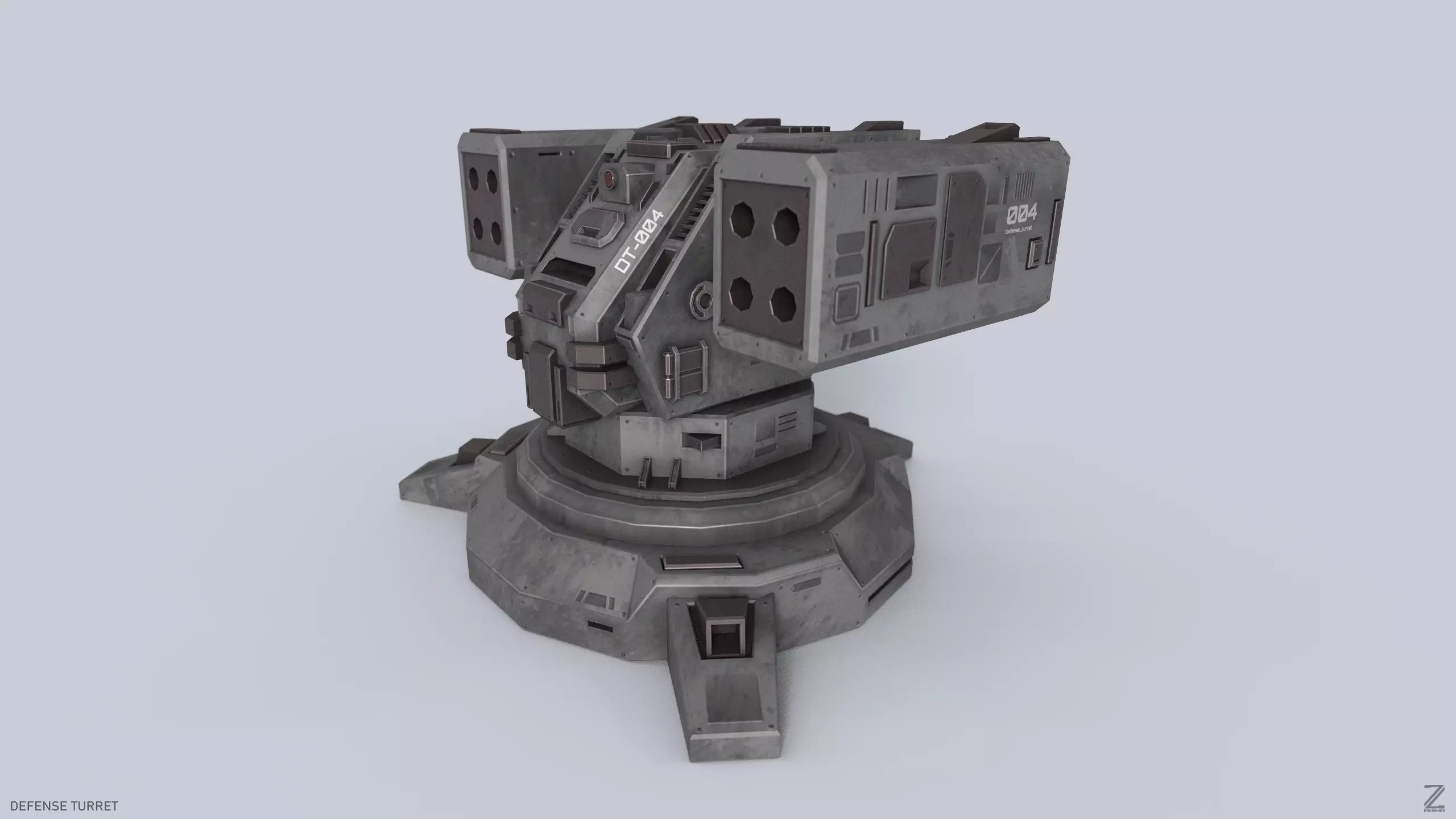 Defense turret Low-poly 3D model_0