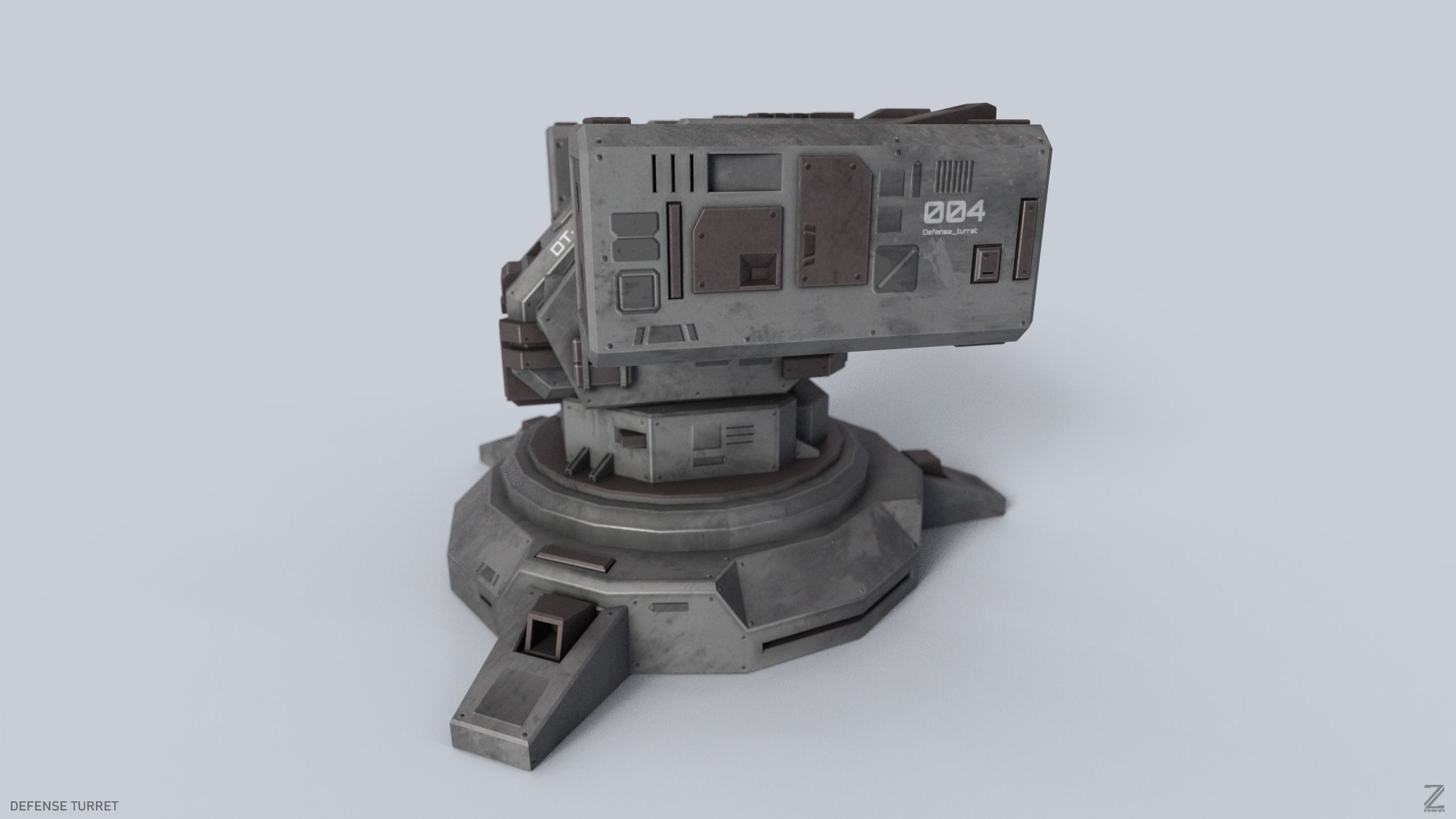 Defense turret Low-poly 3D model_1