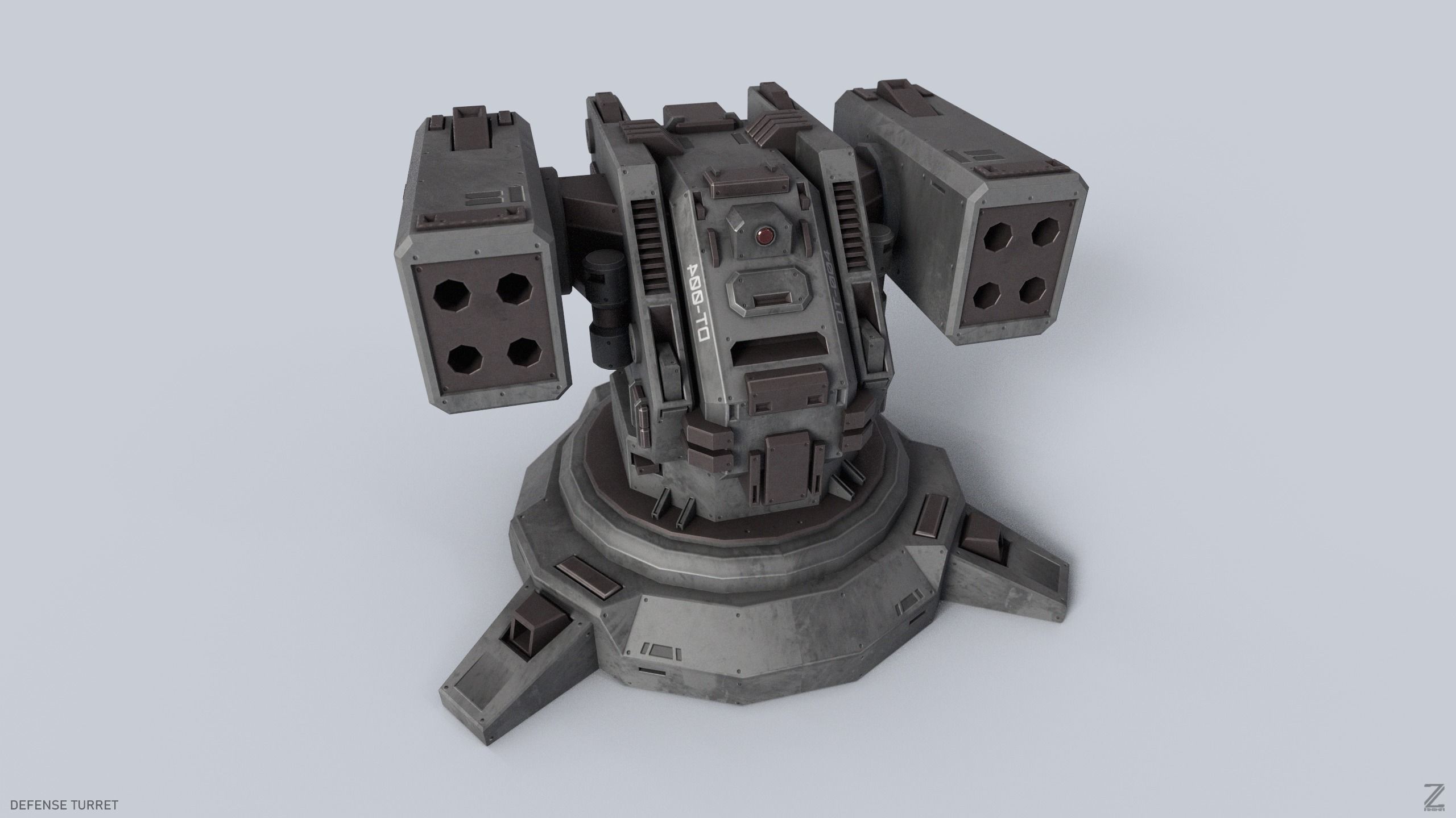 Defense turret Low-poly 3D model_6