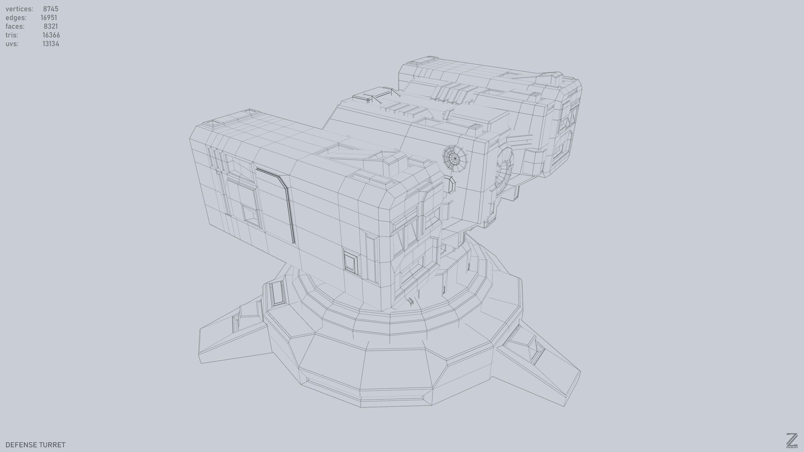 Defense turret Low-poly 3D model_10