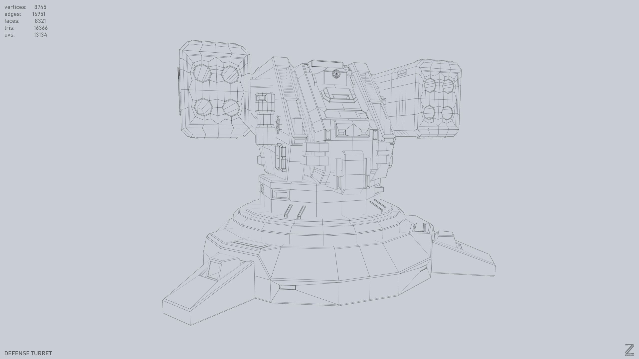 Defense turret Low-poly 3D model_14