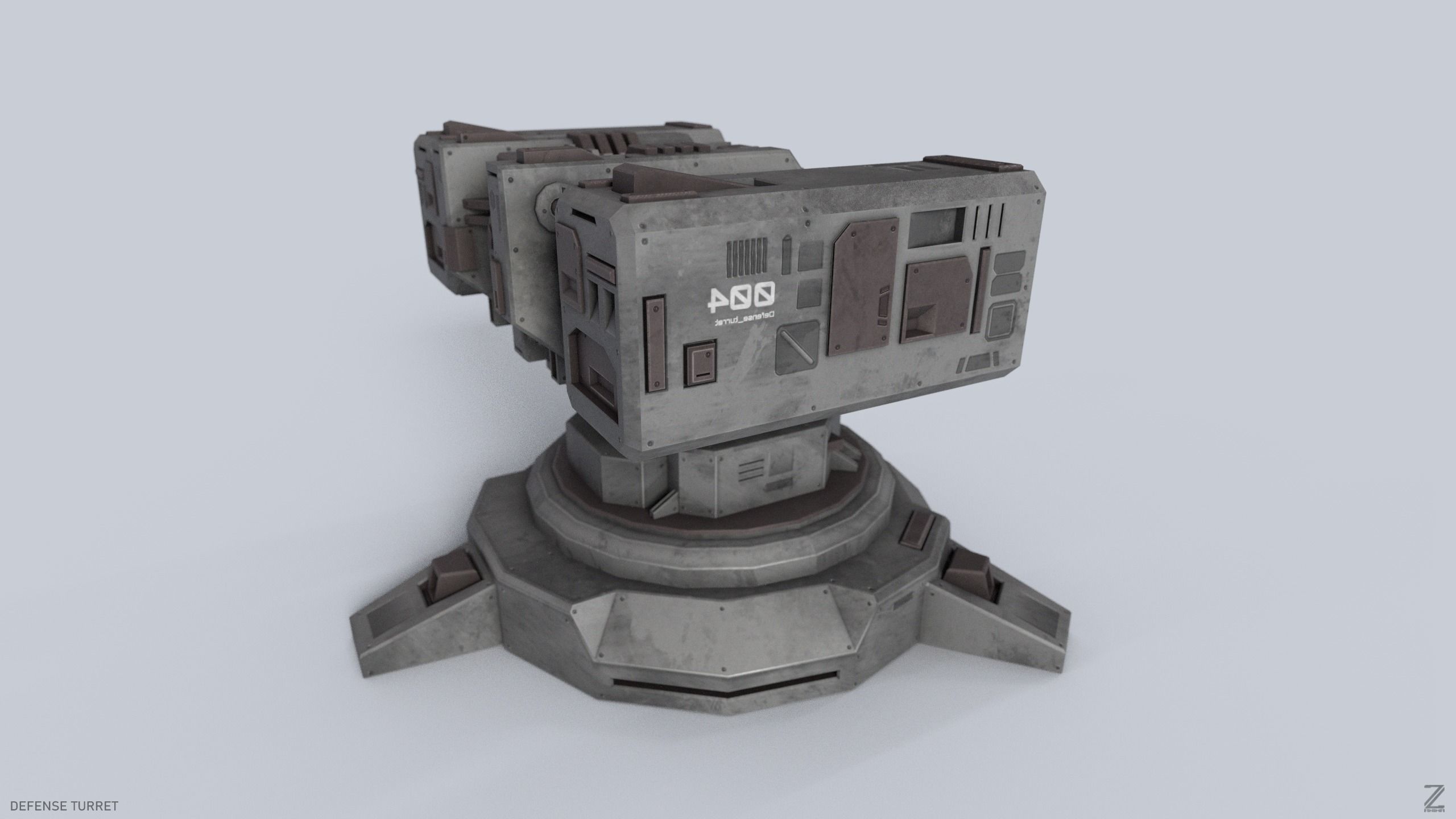 Defense turret Low-poly 3D model_4