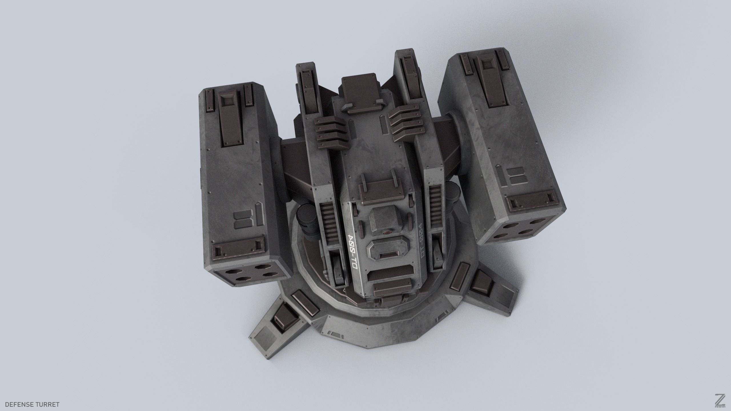 Defense turret Low-poly 3D model_7