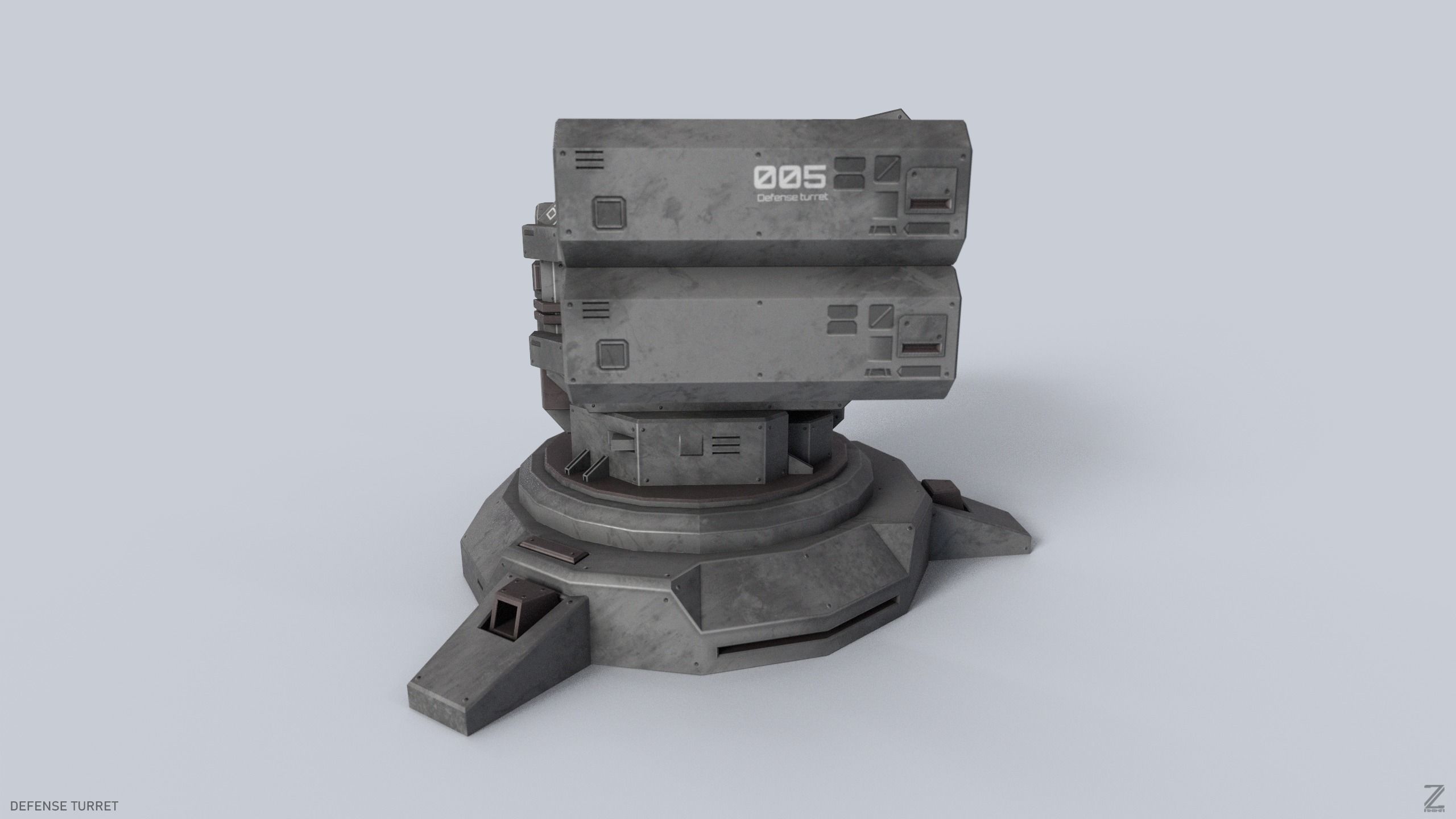 Defense turret Low-poly 3D model_1