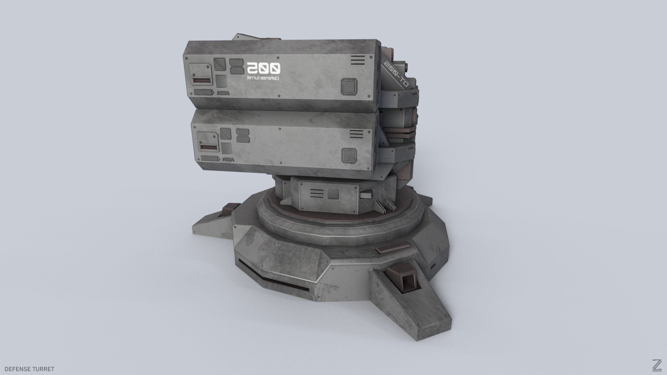Defense turret Low-poly 3D model_6