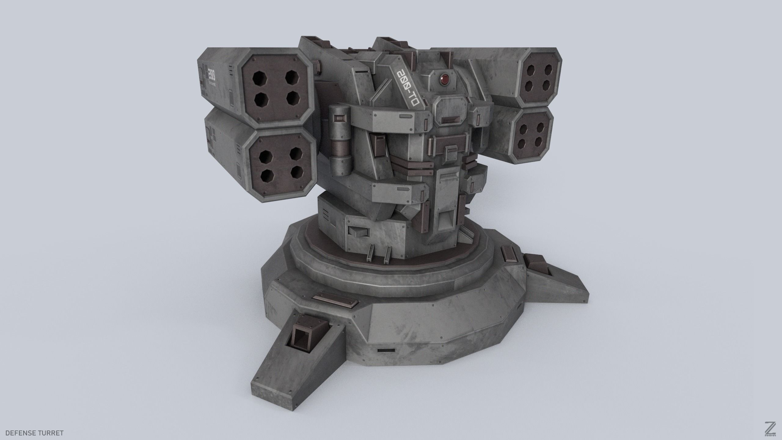 Defense turret Low-poly 3D model_7