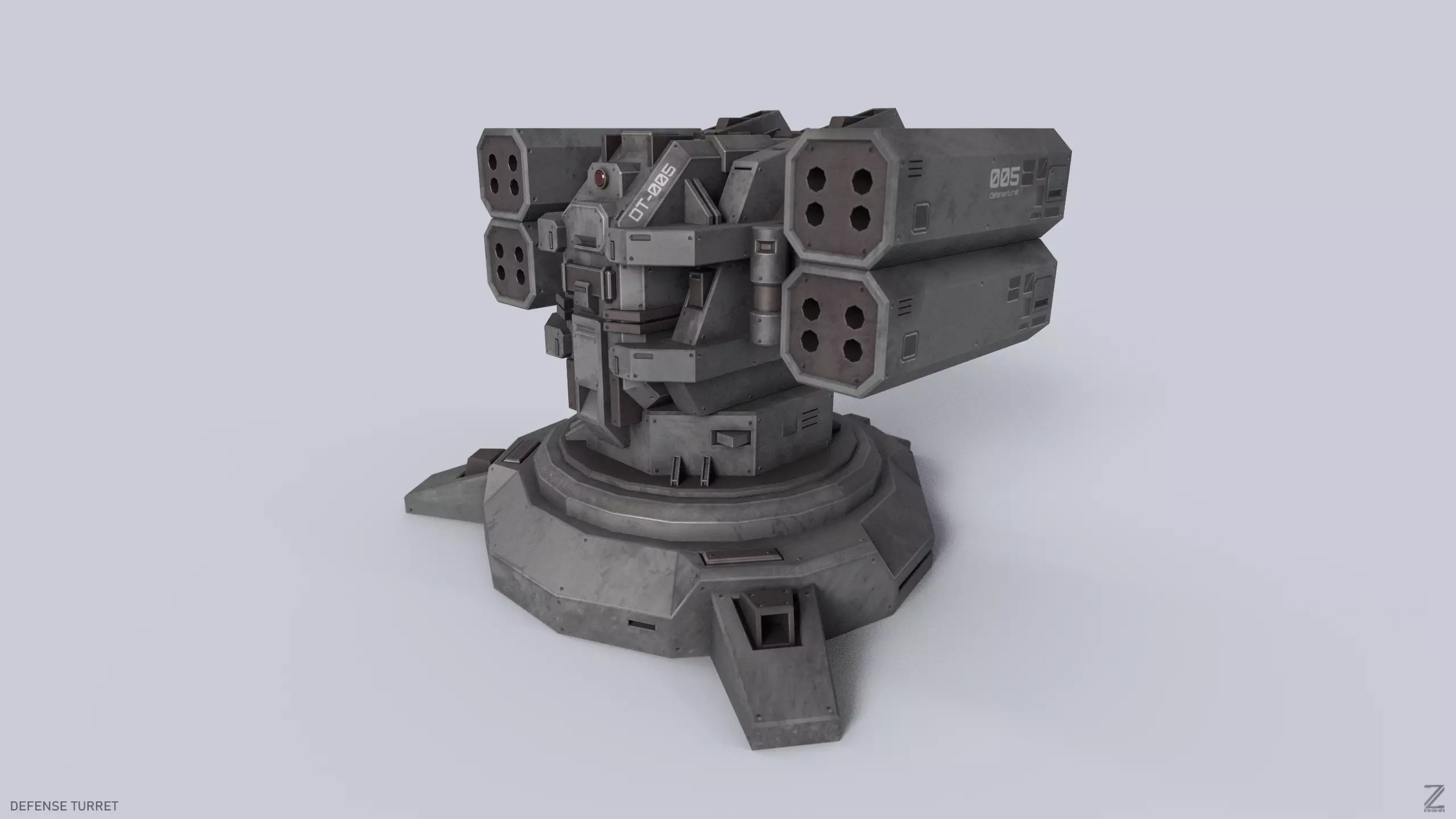 Defense turret Low-poly 3D model_0
