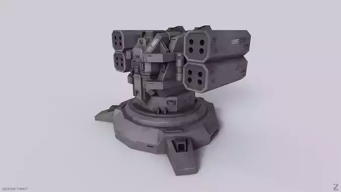 Defense turret Low-poly 3D model