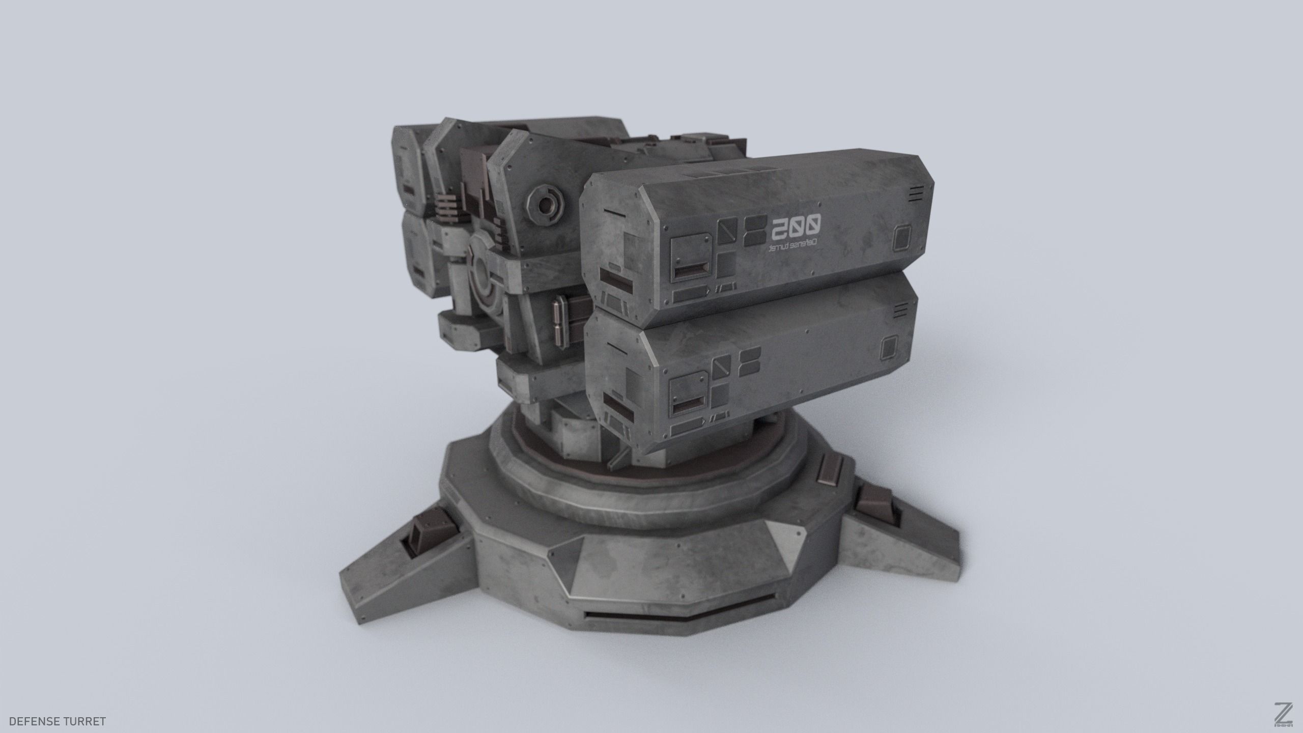 Defense turret Low-poly 3D model_5