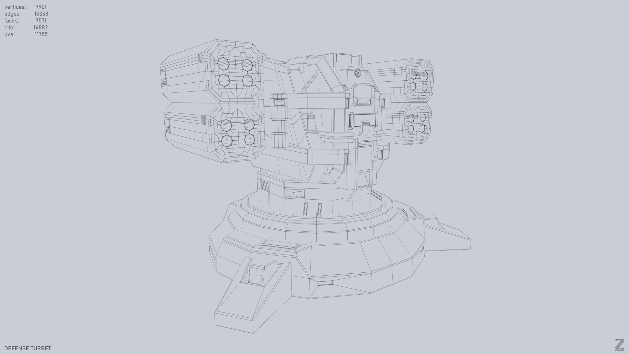 Defense turret Low-poly 3D model_13