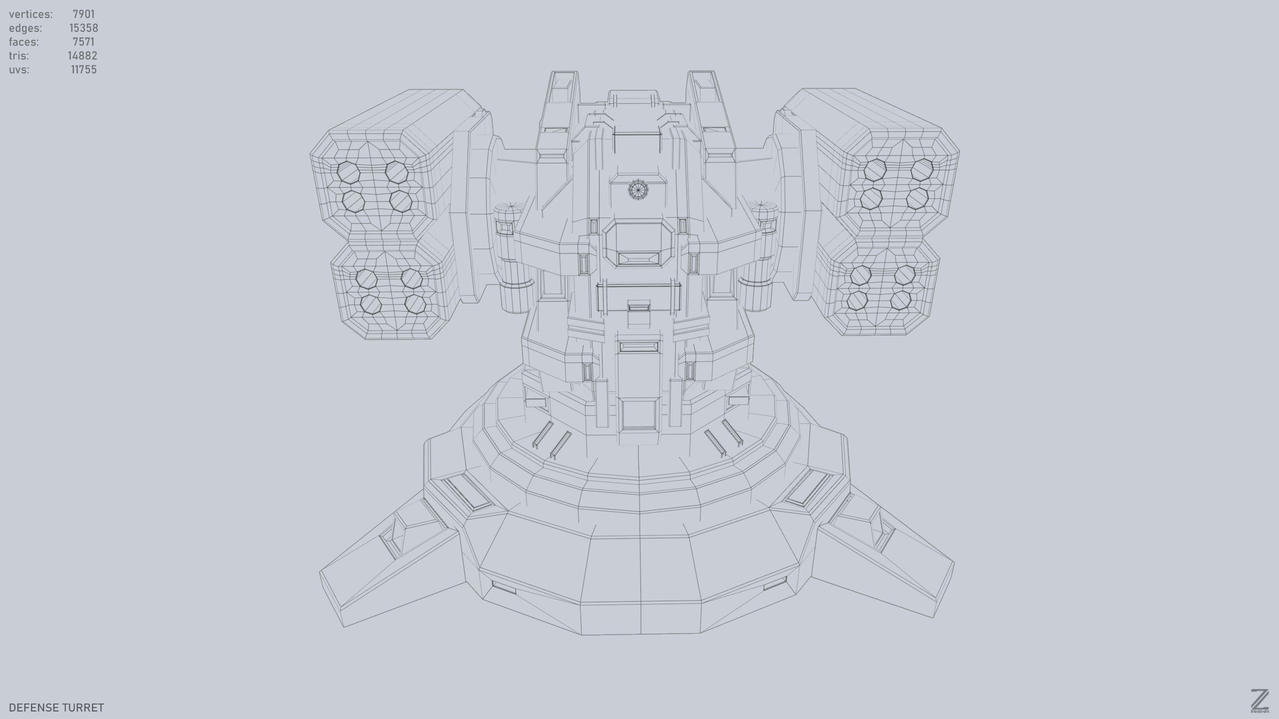 Defense turret Low-poly 3D model_14