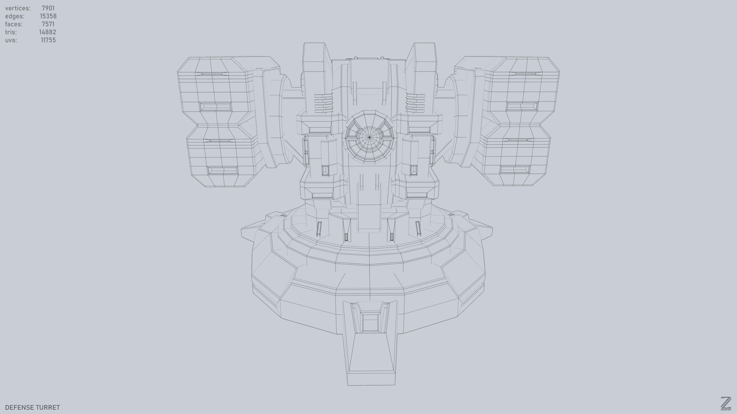 Defense turret Low-poly 3D model_9