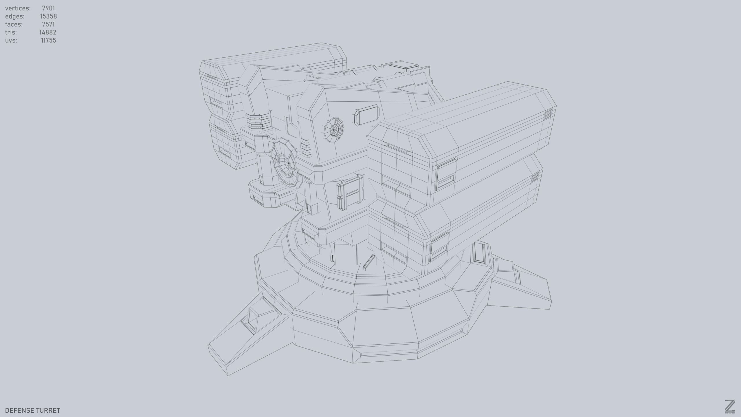 Defense turret Low-poly 3D model_12