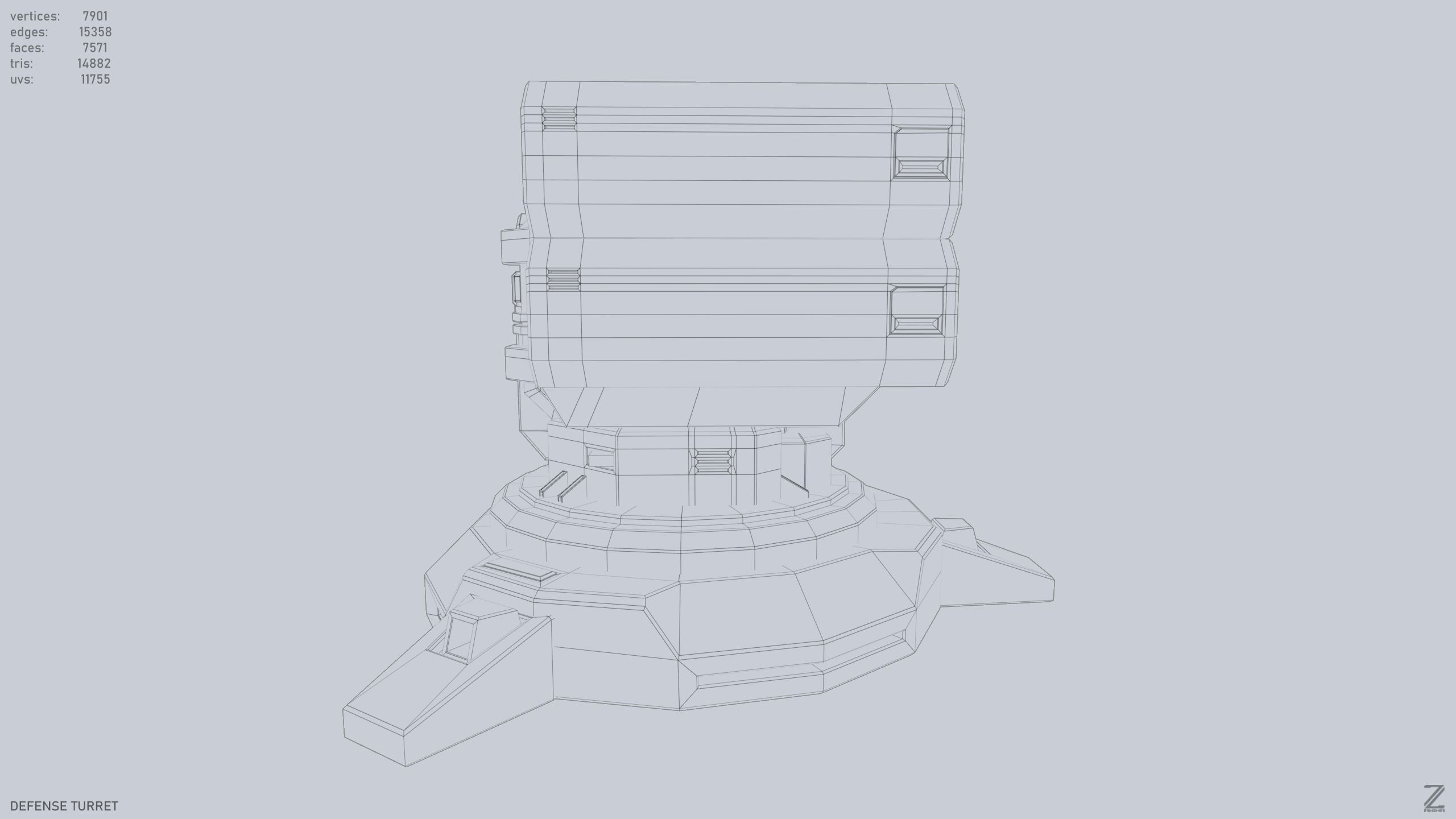 Defense turret Low-poly 3D model_8