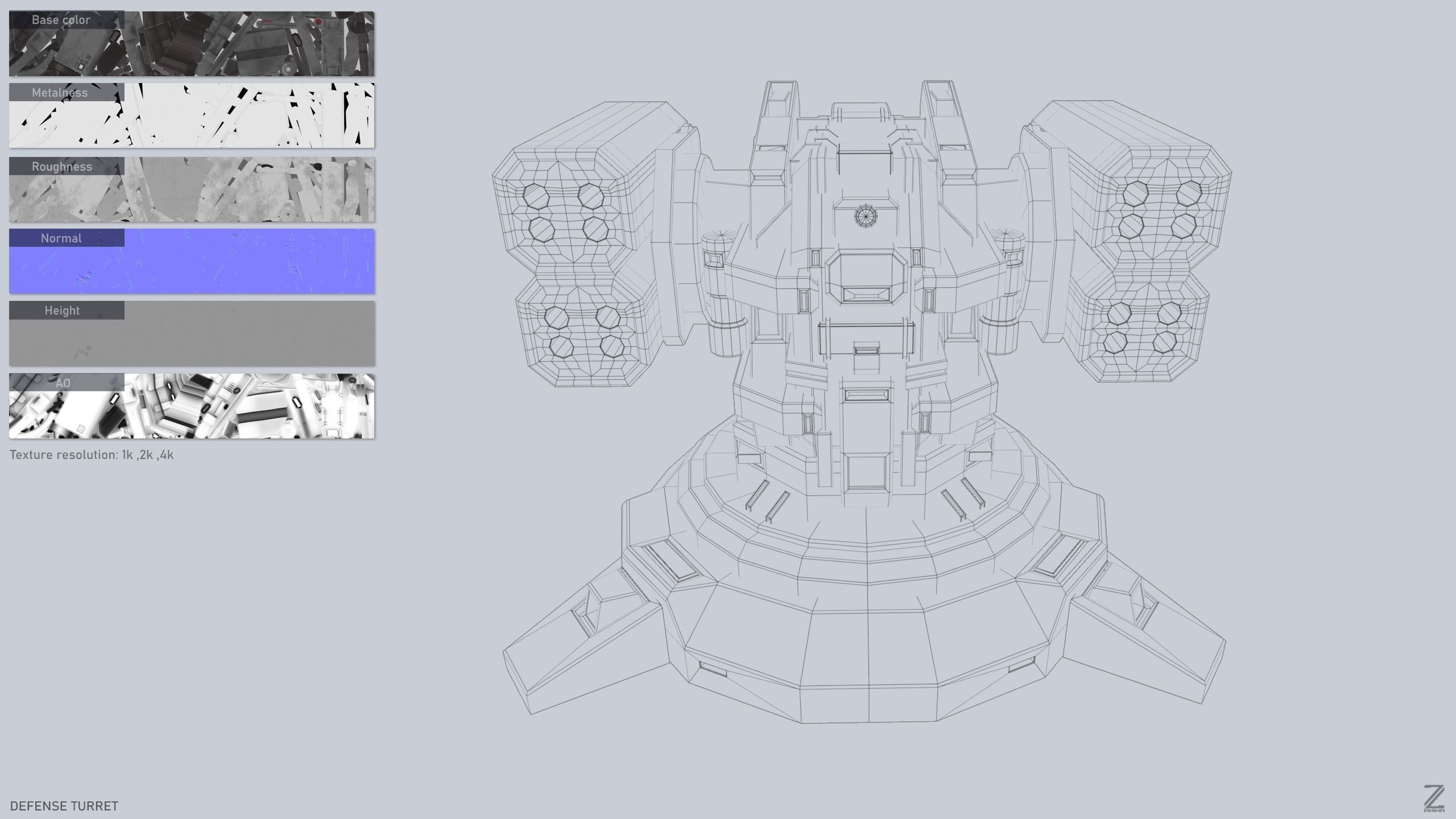 Defense turret Low-poly 3D model_2