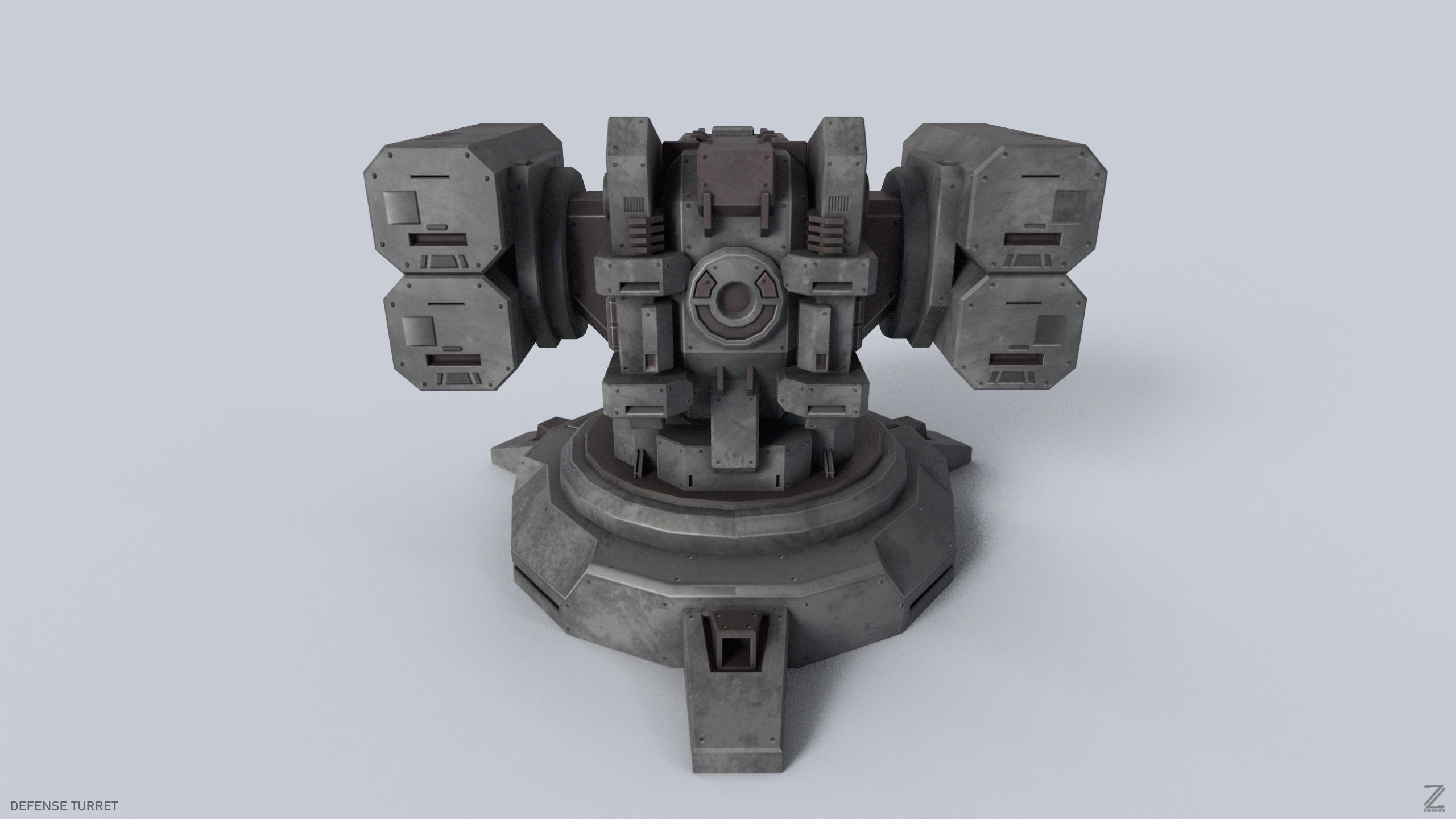 Defense turret Low-poly 3D model_4