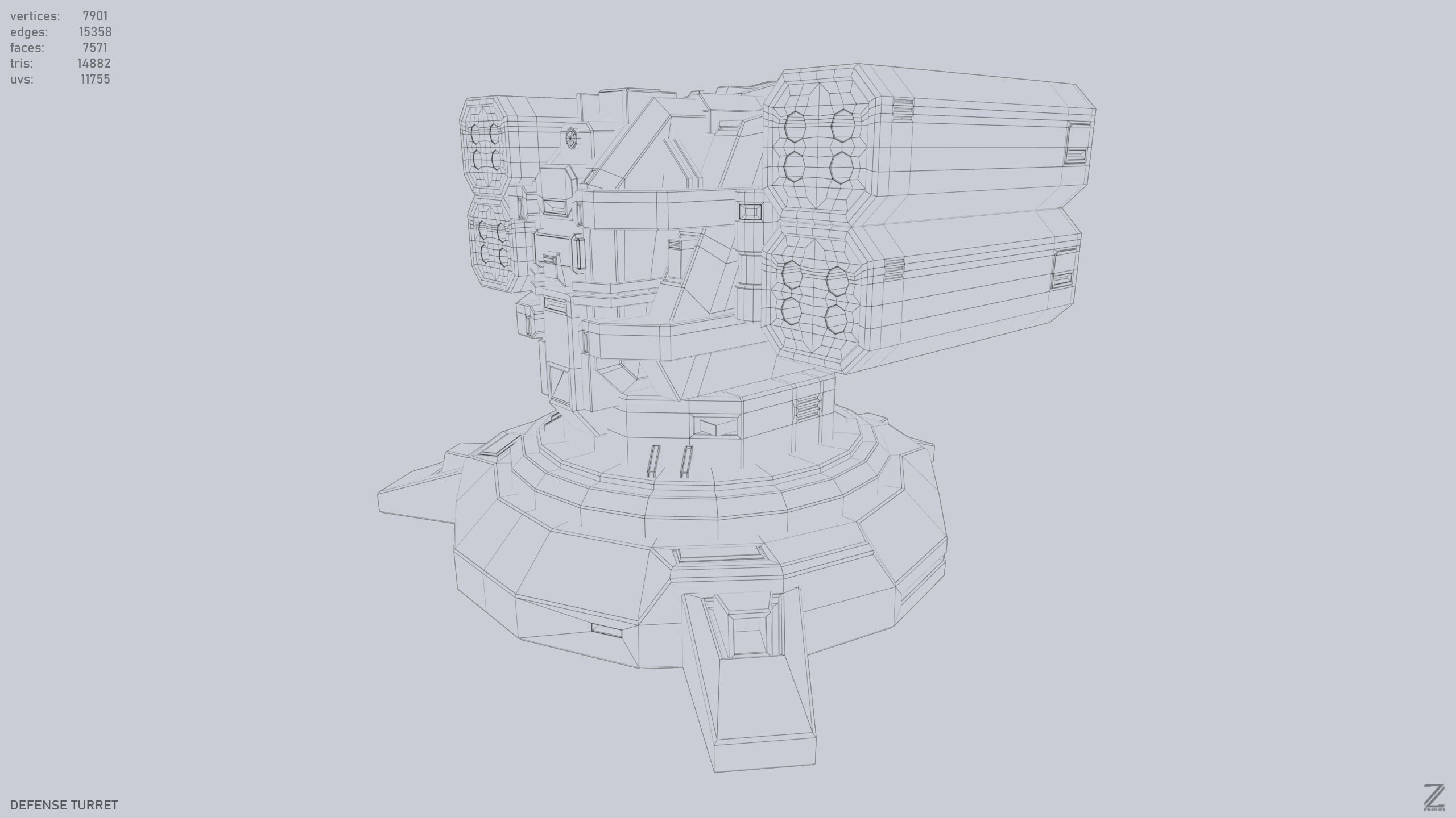 Defense turret Low-poly 3D model_11