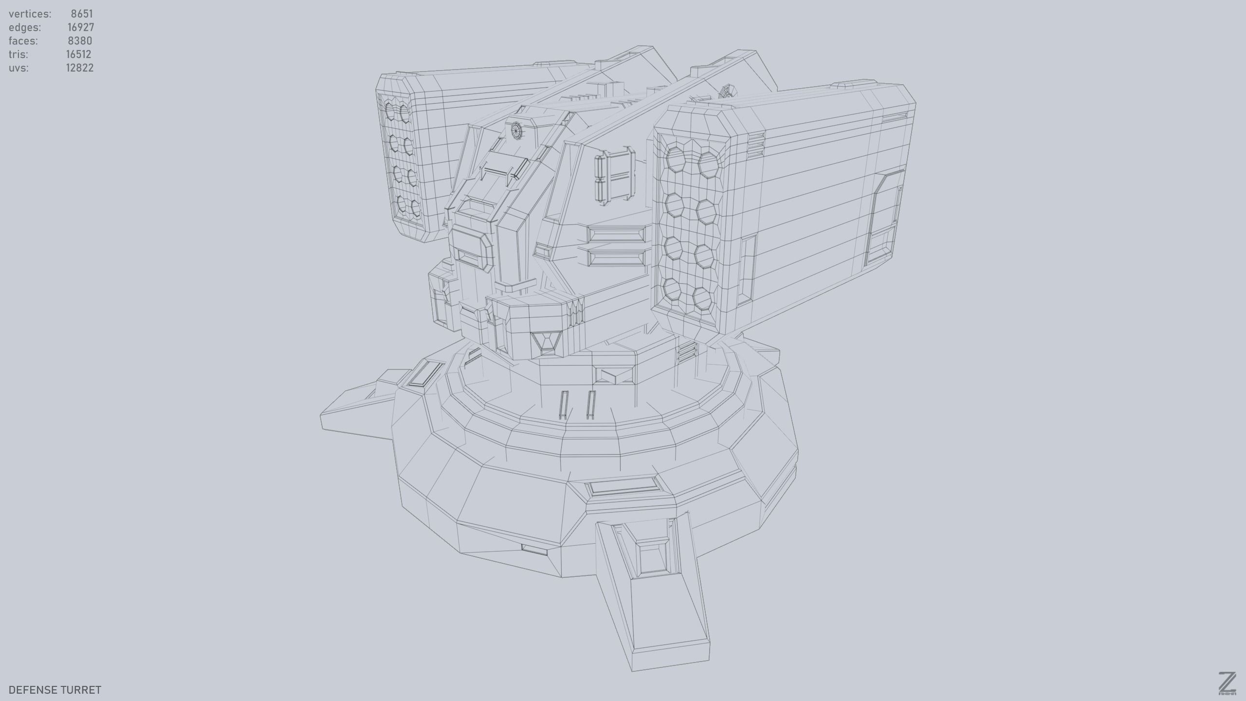 Defense turret Low-poly 3D model_7