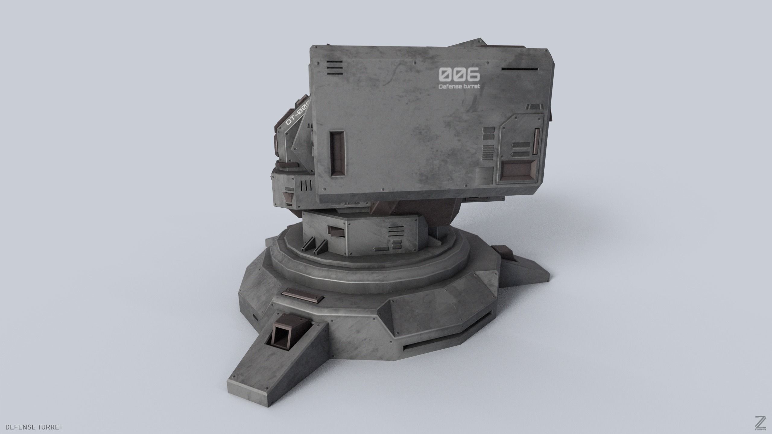 Defense turret Low-poly 3D model_1
