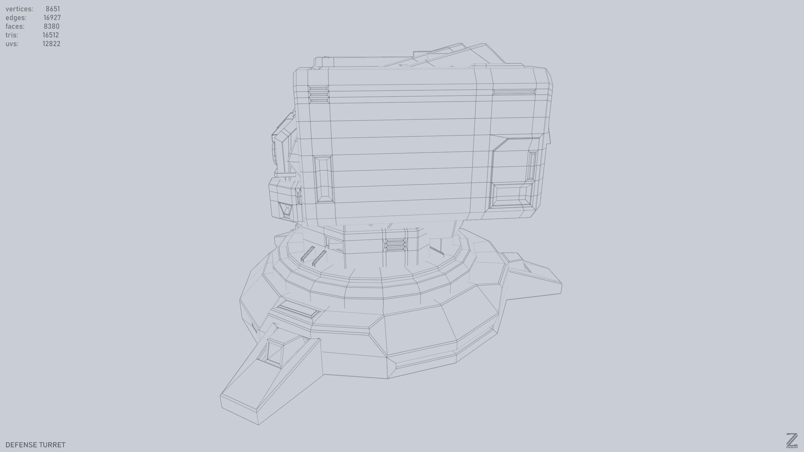 Defense turret Low-poly 3D model_8