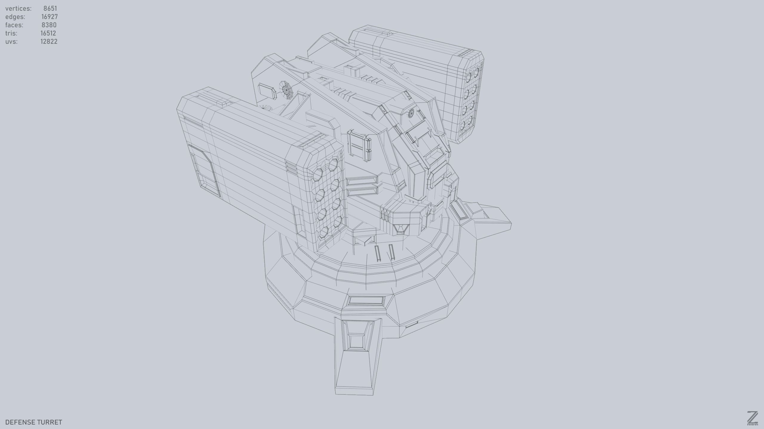 Defense turret Low-poly 3D model_12
