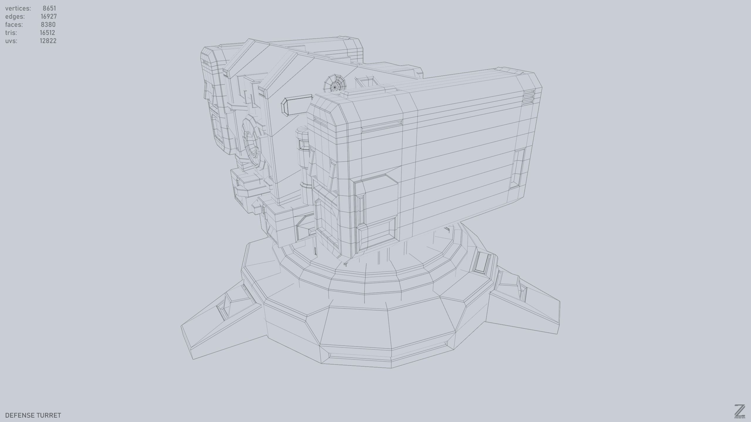Defense turret Low-poly 3D model_11