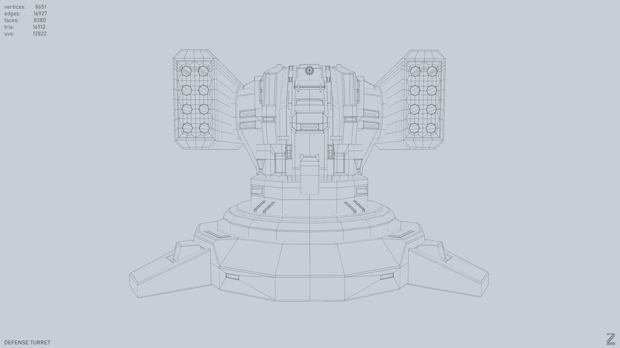 Defense turret Low-poly 3D model_13