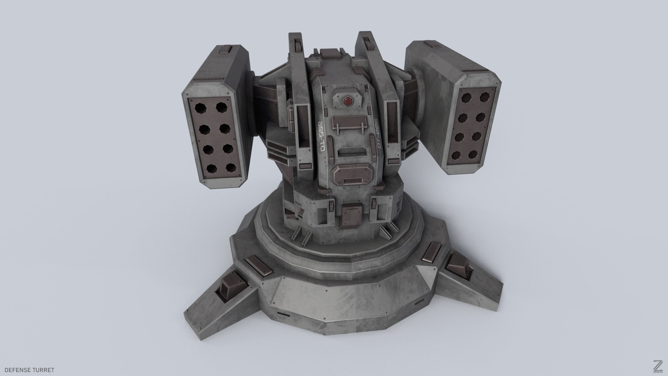 Defense turret Low-poly 3D model_6