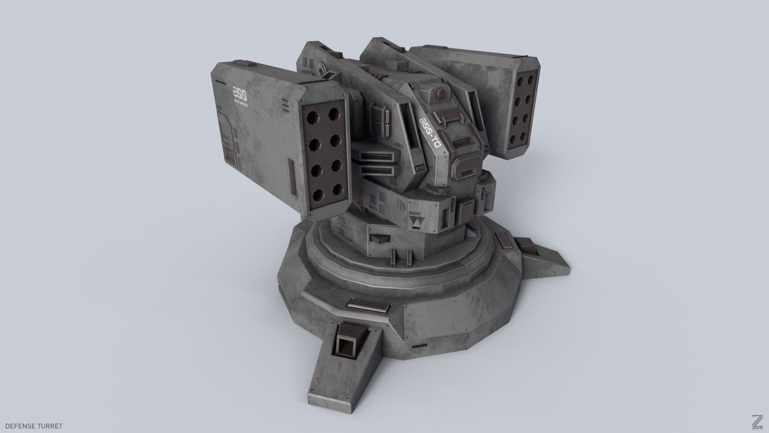 Defense turret Low-poly 3D model_5